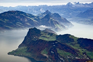 Lake Lucerne surrounded by the Alps and rural countryside viewed from atop Pilatus Mountain Lake Lucerne surrounded by the Alps and rural countryside viewed from atop Pilatus Mountain