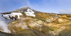 Landscape in the geothermal area Hveradalir in the mountains Kerlingarfjoll in the Landscape in the geothermal area Hveradalir in the mountains Kerlingarfjoll in the