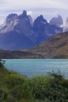 Landscape of Lago Pehoe with Cuernos del Paine, Torres del Paine National Park, Patagonia Landscape of Lago Pehoe with Cuernos del Paine, Torres del Paine National Park, Patagonia