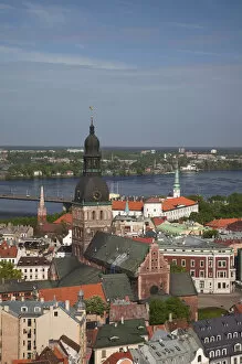 Latvia, Riga, Old Riga, Vecriga, Dome Cathedral and elevated town view