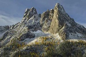 Liberty Bell Mountain and Early Winters Spires seen from Washington State Pass Overlook Liberty Bell Mountain and Early Winters Spires seen from Washington State Pass Overlook