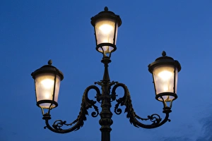 Lite Lamps along the Grand Canal at dusk, Venice Italy Lite Lamps along the Grand Canal at dusk, Venice Italy