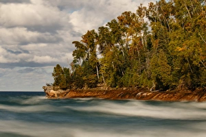 Long exposure of waves along shoreline of Lake Superior, Pictured Rocks National Lakeshore Long exposure of waves along shoreline of Lake Superior, Pictured Rocks National Lakeshore