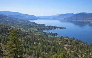 Looking down onto Okanangan Lake near Penticton British Columbia Canada Looking down onto Okanangan Lake near Penticton British Columbia Canada