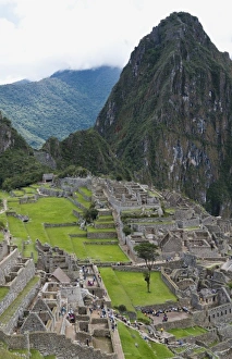 Machu Picchu famous ruins from above in Peru from Inca history Machu Picchu famous ruins from above in Peru from Inca history