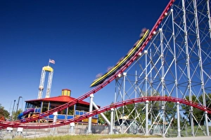 The Mamba roller coaster in motion at Worlds of Fun in Kansas City, Missouri The Mamba roller coaster in motion at Worlds of Fun in Kansas City, Missouri