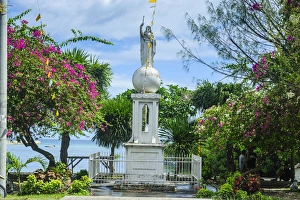 Maria statue before the Colonial spanish Church of Our Lady of the Immaculate Conception Maria statue before the Colonial spanish Church of Our Lady of the Immaculate Conception