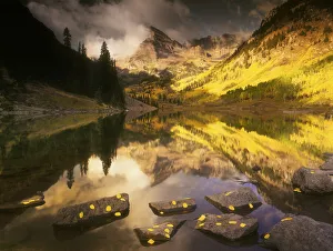 Maroon bells near Aspen Colorado in full Fall blazing yellow color Maroon bells near Aspen Colorado in full Fall blazing yellow color