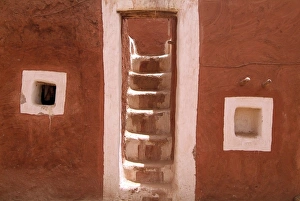 Mauritania, Oualata, House decorated in ochre Mauritania, Oualata, House decorated in ochre