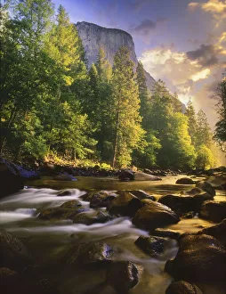Merced River flows through Yosemite National Park in California Merced River flows through Yosemite National Park in California