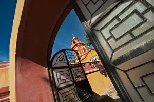 Mexico, Bernal. Gated entrance of Iglesia de San Sebastian Church Mexico, Bernal. Gated entrance of Iglesia de San Sebastian Church