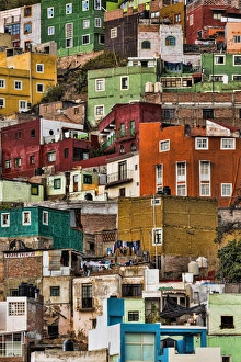 Mexico, Guanajuato. Detail of homes on hillside Mexico, Guanajuato. Detail of homes on hillside
