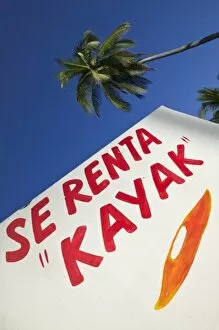 Mexico, Guerrero, Barra de Potosi. Kayak Rental Sign
