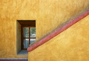 Mexico, Queretaro. Window and stairway of building Mexico, Queretaro. Window and stairway of building