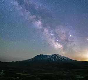 The Milky Way rising above Mt. St. Helens, a active stratovolcano in Washington State The Milky Way rising above Mt. St. Helens, a active stratovolcano in Washington State