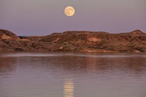 Full moonrise over Fort Peck Reservoir in the Charles M Russell National Wildlife Full moonrise over Fort Peck Reservoir in the Charles M Russell National Wildlife