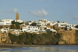 MOROCCO, Rabat: Oued Bou Regreg River view of Kasbah des Oudaias / Morning MOROCCO, Rabat: Oued Bou Regreg River view of Kasbah des Oudaias / Morning