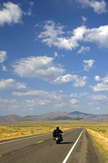 Motorcycling along US Highway 20 near Arco, Idaho, USA Motorcycling along US Highway 20 near Arco, Idaho, USA