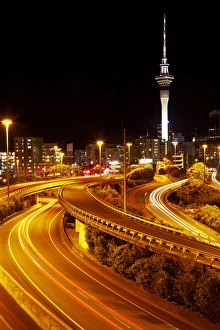 Motorways and Skytower, Auckland, North Island, New Zealand Motorways and Skytower, Auckland, North Island, New Zealand