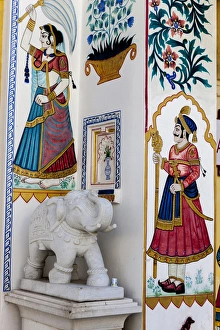 Mural. City Palace. Shiw Nivas Palace. Udaipur Rajasthan. India Mural. City Palace. Shiw Nivas Palace. Udaipur Rajasthan. India