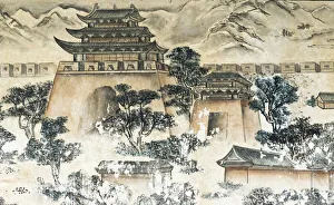 Mural telling the story of Journey to the West, Xuanzang and his followers Mural telling the story of Journey to the West, Xuanzang and his followers