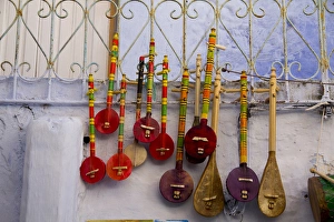 Musical instrument, souvenir shops in the Kasbah, Chefchaouen (Chaouen) Musical instrument, souvenir shops in the Kasbah, Chefchaouen (Chaouen)