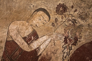 Myanmar, Bagan. Ancient artwork in a Buddhist temple Myanmar, Bagan. Ancient artwork in a Buddhist temple