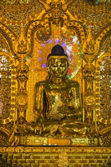 Myanmar. Yangon. Botataung Pagoda. Shiny golden Buddha Myanmar. Yangon. Botataung Pagoda. Shiny golden Buddha