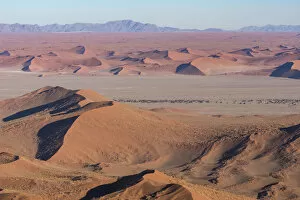 Expansive Gallery: Namibia. Aerial view of the vast red dune fields of Sossusvlei in Namib-Naukluft