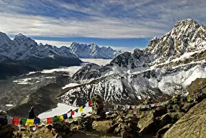 Images Dated 28th April 2011: Nepal, Gokyo Ri. The view from the summit of Gokyo Ri overlooking the Ngozumpa Glacier