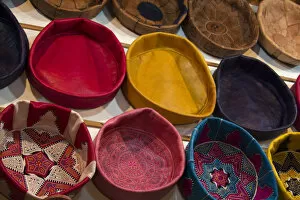 Upholstery Gallery: North Africa, Morocco, Fes. Leather goods of Fes