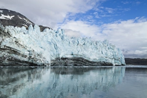 North America, Alaska, Glacier Bay. A close-in view of Margerie Glacier with lateral moraine North America, Alaska, Glacier Bay. A close-in view of Margerie Glacier with lateral moraine