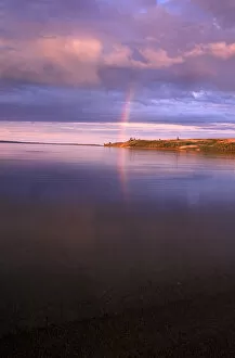 Northwest Territory Gallery: North America, Canada, Northwest Territories. Lake reflection and rainbow