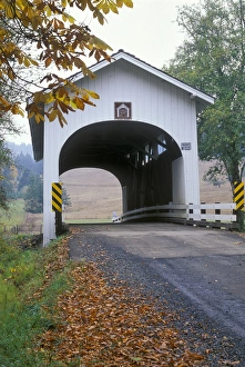 North America, United States, Oregon. Harris covered bridge over Marys River in the fall North America, United States, Oregon. Harris covered bridge over Marys River in the fall
