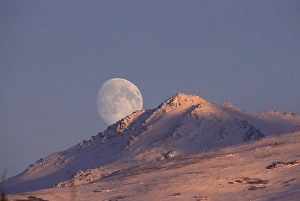 North America, USA, Alaska, near Anchorage, Chugach range, moon rise North America, USA, Alaska, near Anchorage, Chugach range, moon rise