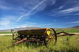 Images Dated 1st June 2012: North America; USA; Idaho; Fairfield; Horse Drawn Hay Rake in Field