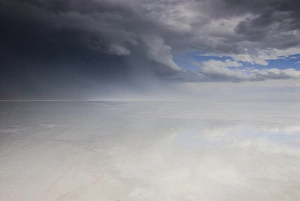 North America, USA, Utah, Bonneville Salt Flats. Passing thunderstorm over Bonneville Salt Flats North America, USA, Utah, Bonneville Salt Flats. Passing thunderstorm over Bonneville Salt Flats