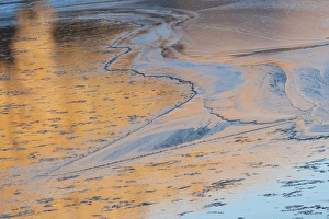 North America, USA, Utah. Ice patterns, canyon wall reflections on the Colorado River North America, USA, Utah. Ice patterns, canyon wall reflections on the Colorado River