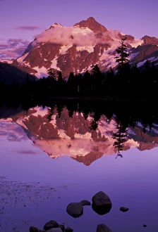 Images Dated 14th April 2005: North America, USA, WA, Heather Meadows Recreation Area Mt. Shuksan sunset at