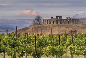 North America, USA, Washington, Maryhill. Oregons snow-capped Mt. Hood seen North America, USA, Washington, Maryhill. Oregons snow-capped Mt. Hood seen