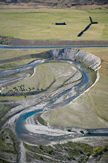 Ohau River and Ohau Canal, Mackenzie Country, South Island, New Zealand - aerial Ohau River and Ohau Canal, Mackenzie Country, South Island, New Zealand - aerial