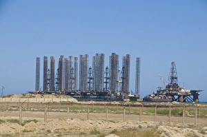 Oil industry on James Bond Oil Field, Azerbaijan Oil industry on James Bond Oil Field, Azerbaijan