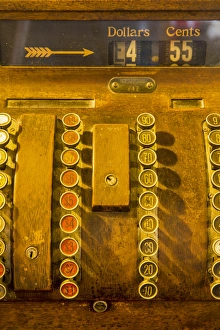 Old cash register decor at the historic Story Inn in autumn in Story, Indiana, USA Old cash register decor at the historic Story Inn in autumn in Story, Indiana, USA