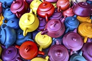 Old Chinese ceramic tea pots, Panjuan Flea Market, Beijing, China Old Chinese ceramic tea pots, Panjuan Flea Market, Beijing, China