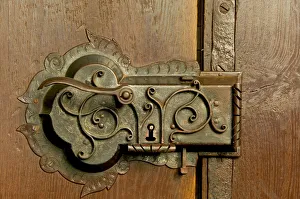 old door lock, Czech Republic, Ceske Krumlov, World Heritage Site old door lock, Czech Republic, Ceske Krumlov, World Heritage Site