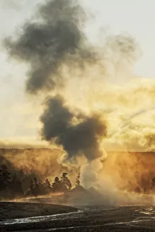 Old Faithful steaming in early morning, Upper Geyser Basin, Yellowstone National Park Old Faithful steaming in early morning, Upper Geyser Basin, Yellowstone National Park