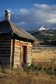 old smoker house used for smoking food on a homestead next to the west side of Yellowstone old smoker house used for smoking food on a homestead next to the west side of Yellowstone