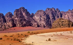 Orange Yellow Sand Rock Formation Wadi Rum Valley of the Moon Jordan Orange Yellow Sand Rock Formation Wadi Rum Valley of the Moon Jordan