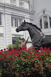 Paddock area and statue of Pat Day, a famous jockey, Churchill Downs, Louisville Paddock area and statue of Pat Day, a famous jockey, Churchill Downs, Louisville