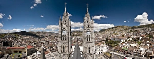 Panoramic view of the bell towers at the National Basilica, Quito, Ecuador Panoramic view of the bell towers at the National Basilica, Quito, Ecuador